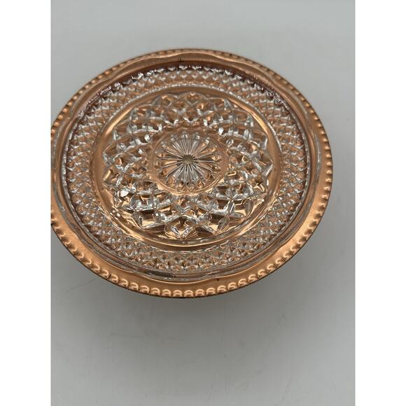 Vintage Kromax Copper With Glass Dish Ornate Pedestal Nut Candy Dish MCM - Picture 2 of 6
